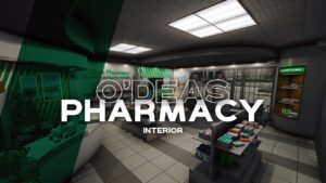 O'Deas Pharmacy V2 FiveM MLO retail interior with prescription counter and green branding